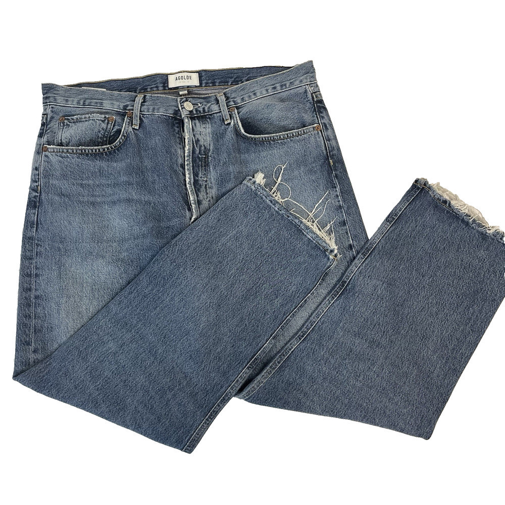 AGOLDE Los Angeles Denim Jeans Pants size 30 Distressed Frayed Baggy Wide Leg